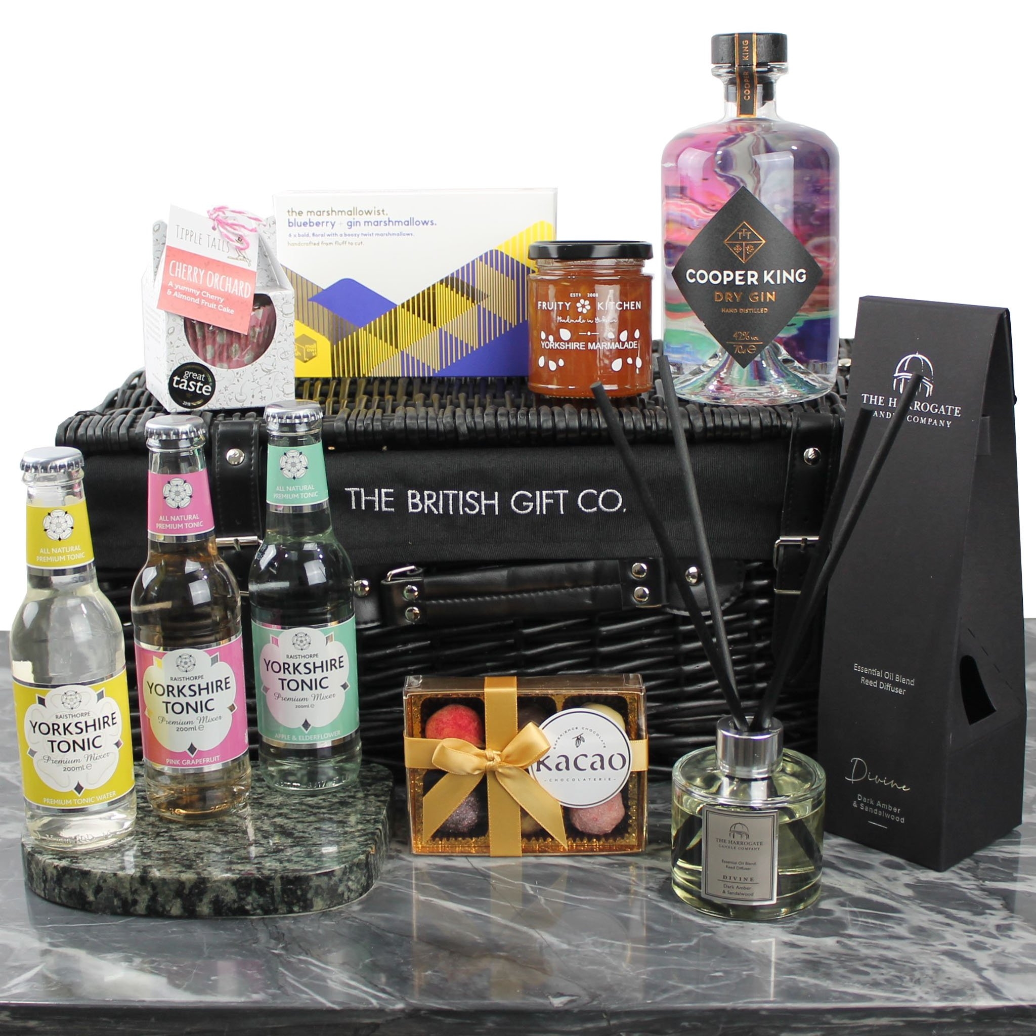 The Bronte – Yorkshire Hamper for Her With Gin, Tonics & Truffles – The British Gift Co.
