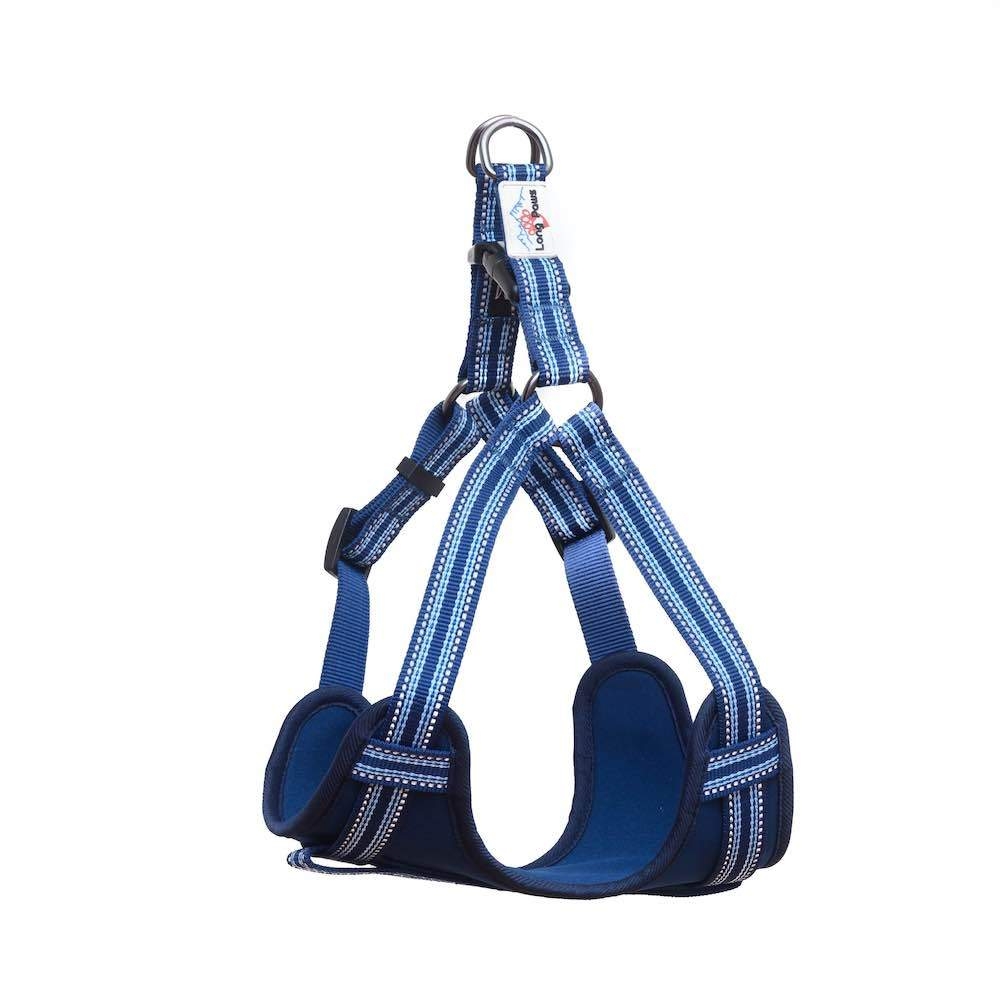 Comfort Reflective Padded Step-in Harness – Chestplate Dog Harness – L – Navy Blue – Unisex – Long Paws