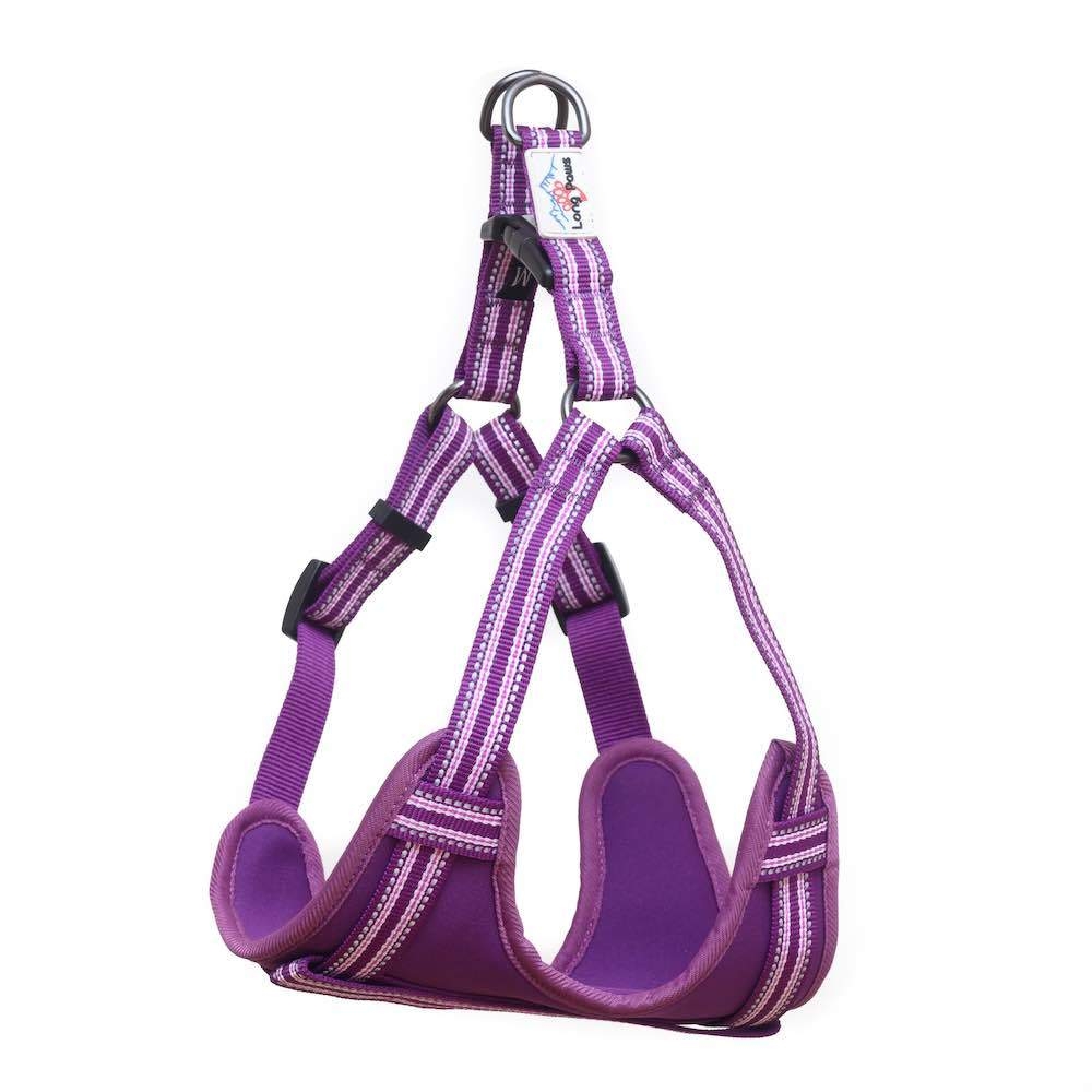 Comfort Reflective Padded Step-in Harness – Chestplate Dog Harness – M – Purple – Unisex – Long Paws