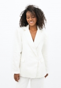 Havana Oversized Linen Blazer in Porcelain White – M – M – Ethikel