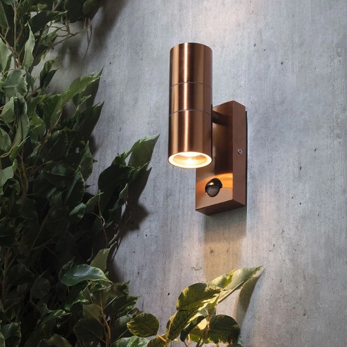 Dual Outdoor Wall Light With Motion Sensor Copper – CGC Retail Outlet