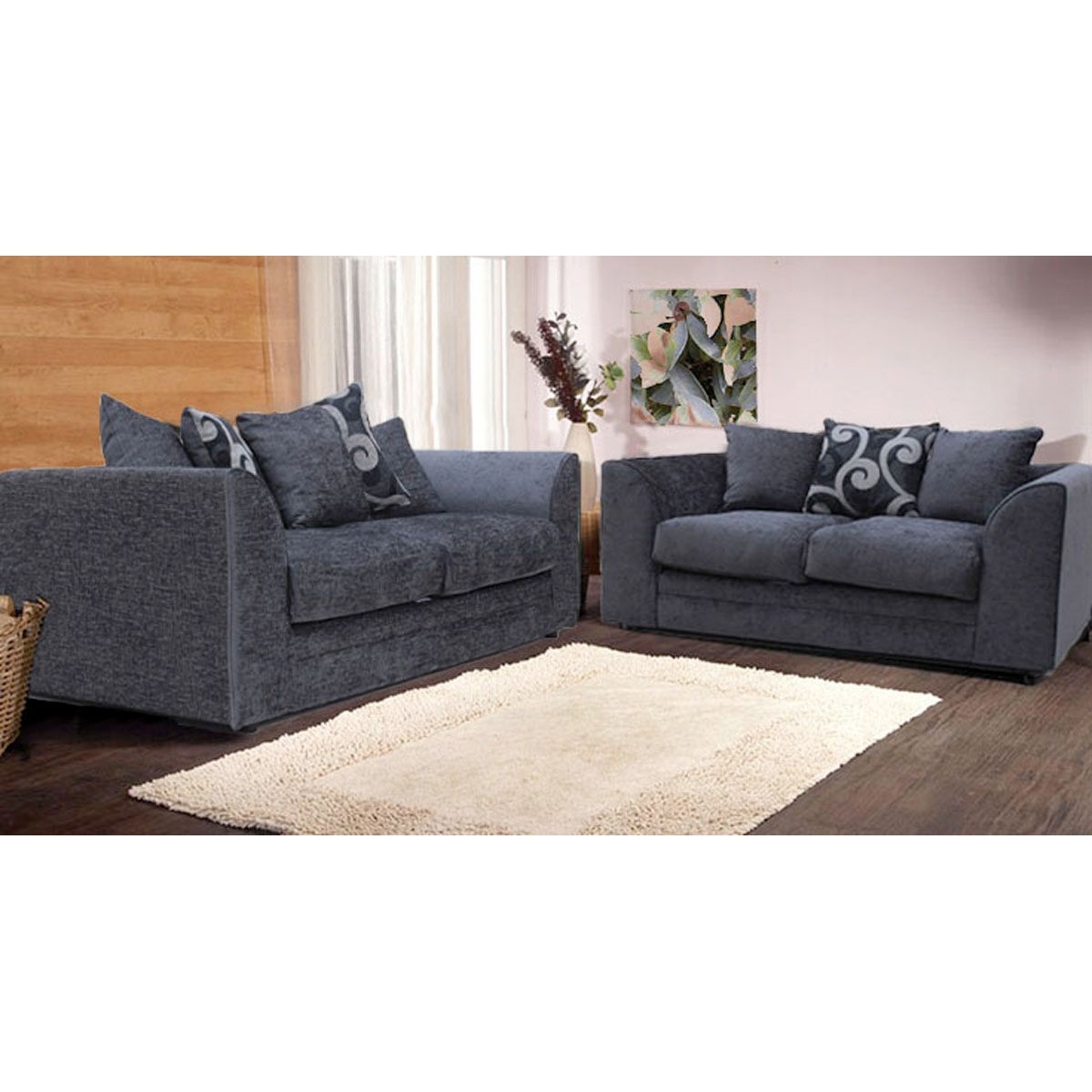 Zink Chenille Fabric 3 + 2 Sofa Suite – Grey – The Online Sofa Shop