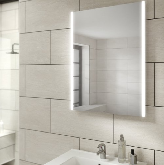 HiB Zircon – Rectangular LED Illuminated Bathroom Mirror – Zircon 50: H70 X W50 x D4cm – HiB LED Illuminated Bathroom Mirrors – Stylishly