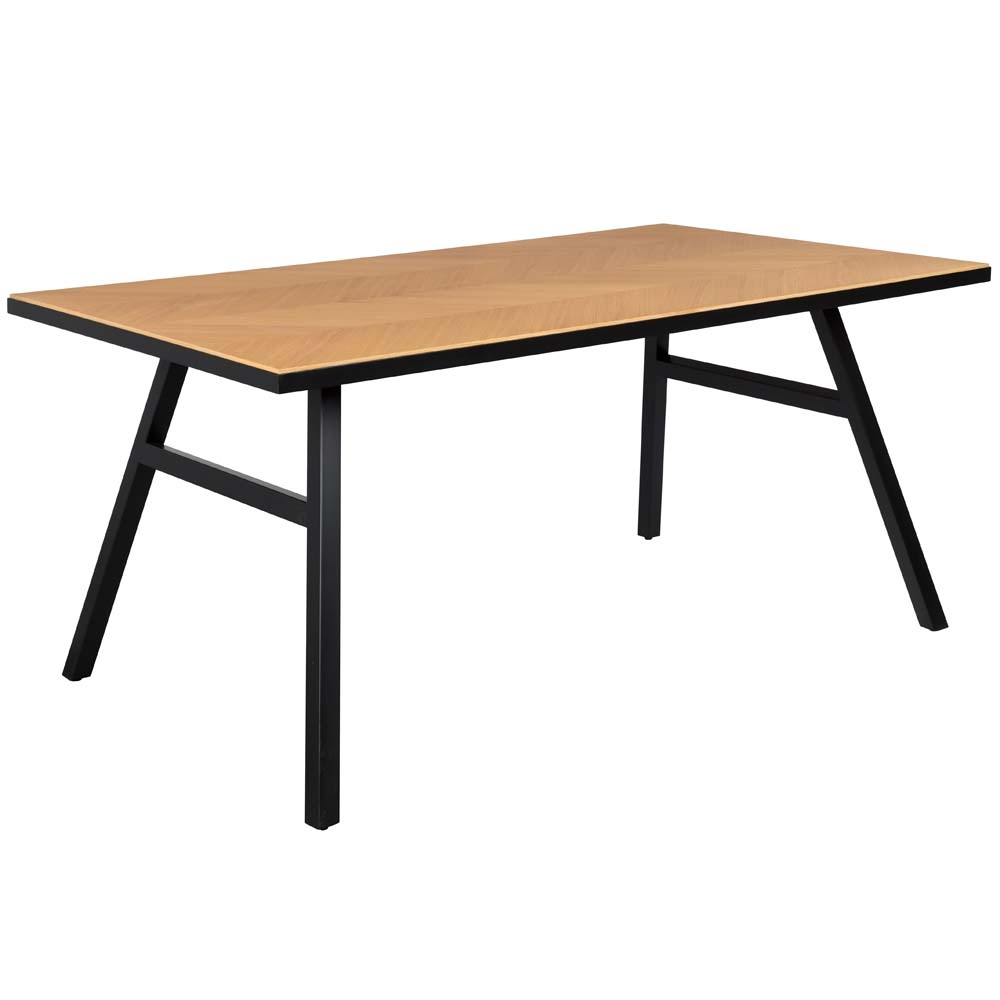 Zuiver – Seth Dining Table – Large – Oak – Brown / Black – Oaked MDF / Powder Coated Steel  – 75cm x 180cm x 90cm