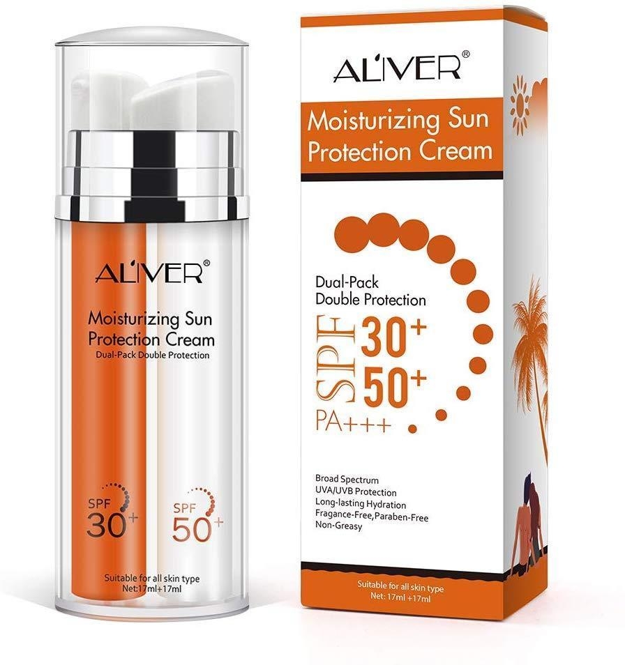 ALIVER 2in1 SPF 30 + SPF 50 Moisturizing Sun Protection Cream The best of Both Worlds in One Single Packaging