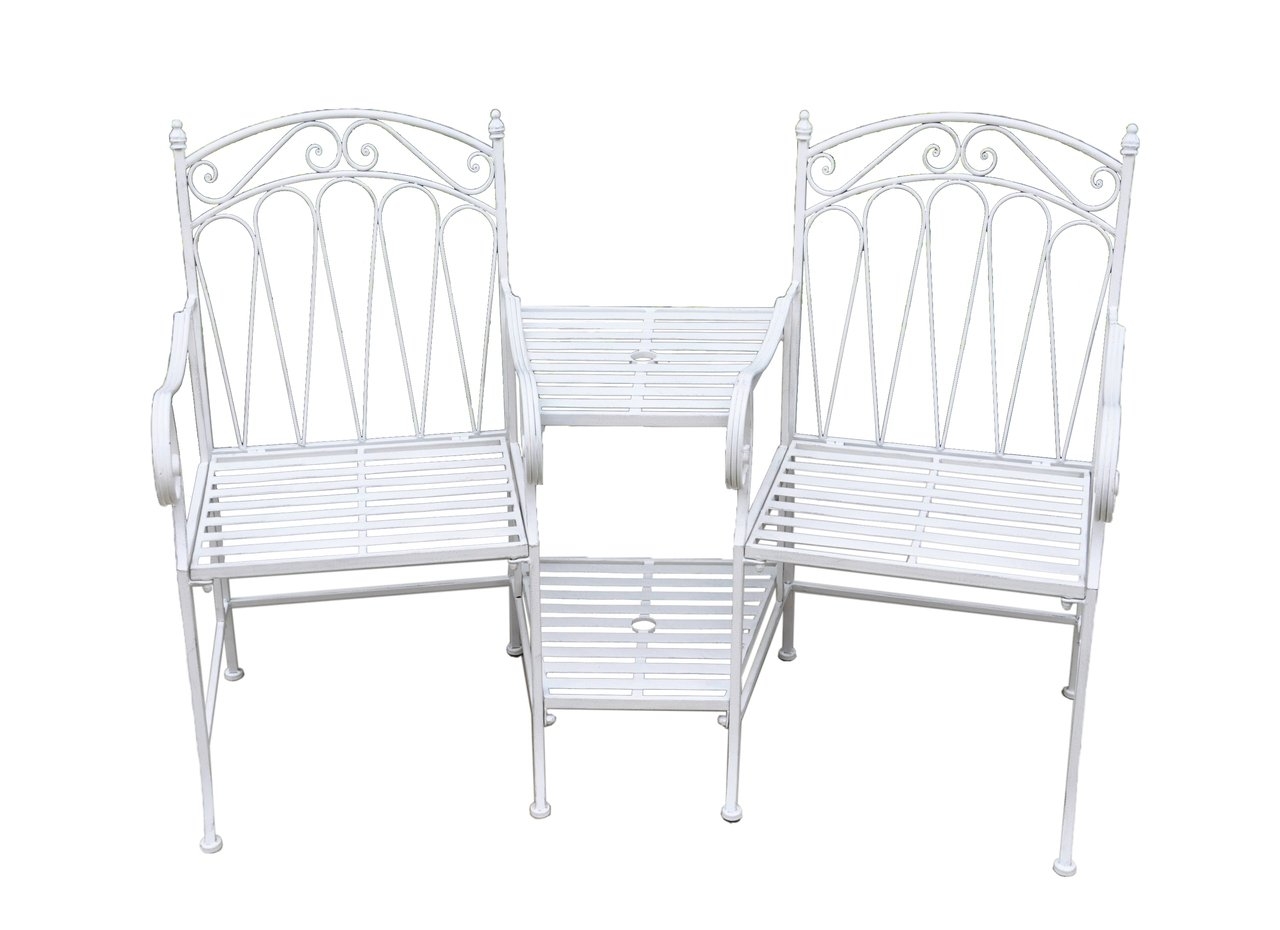 The Tete-A-Tete White Steel Garden Love Seat