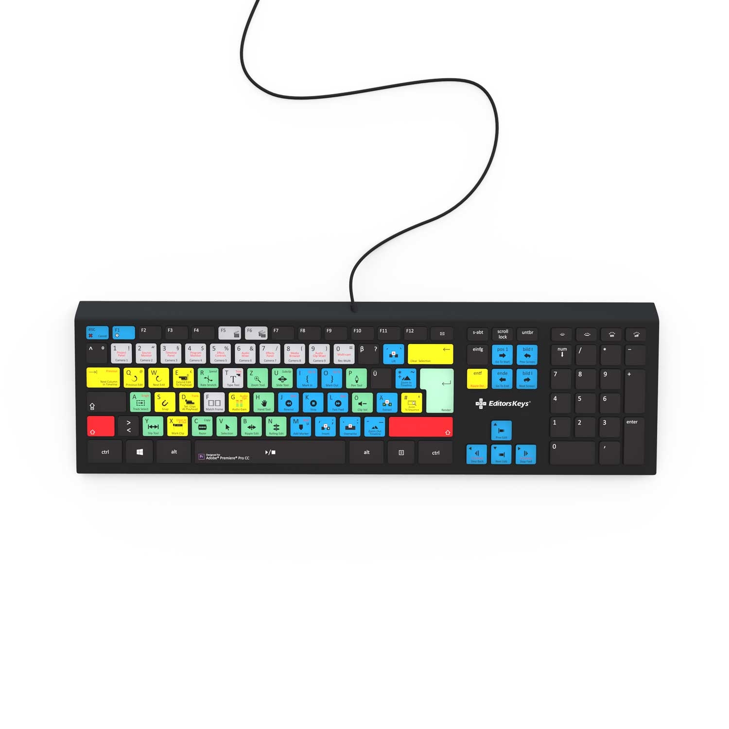 Adobe Premiere Pro Keyboard – Backlit – For Mac or PC German DE / Windows – Editors Keys