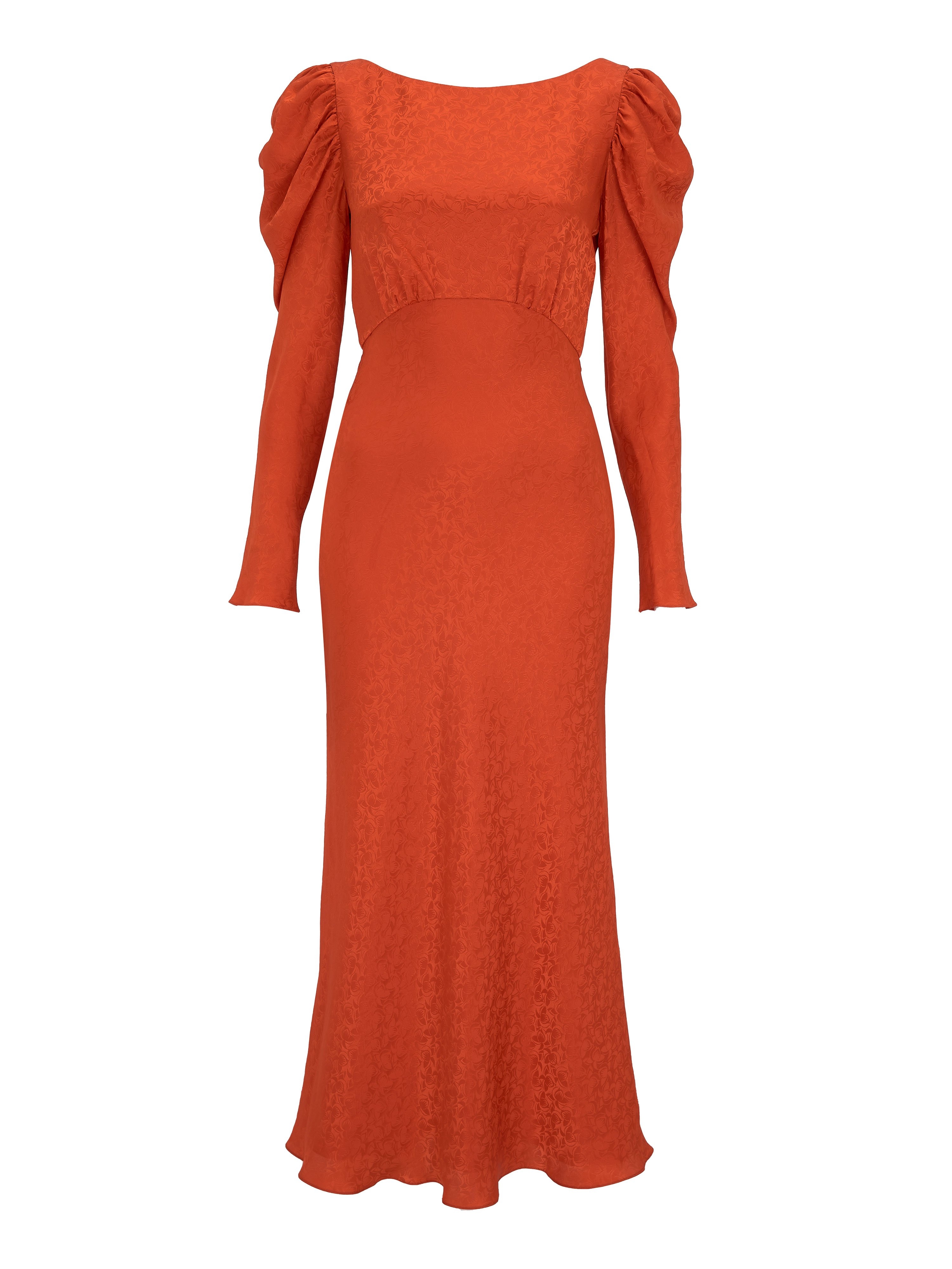 Alena Bitter Orange Satin Stamped Dress – Orange / UK 8