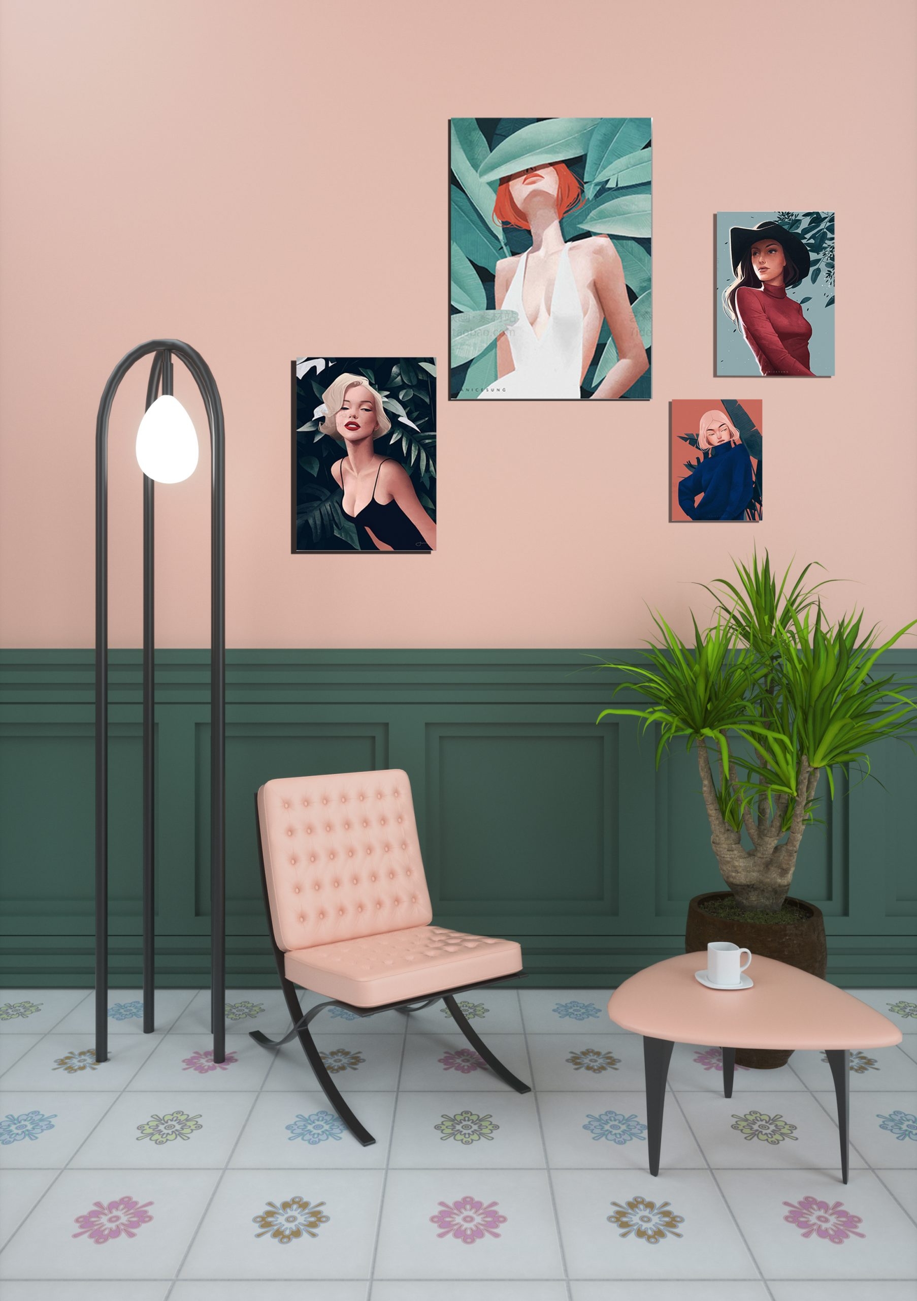 Smart Women Whole Set Wooden Decorative Painting