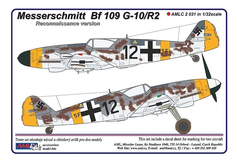 AML Decals 1/32 Messerschmitt Bf109G-10/R2 reconnaissance version Aufklaerer – # C2031 – Model Hobbies