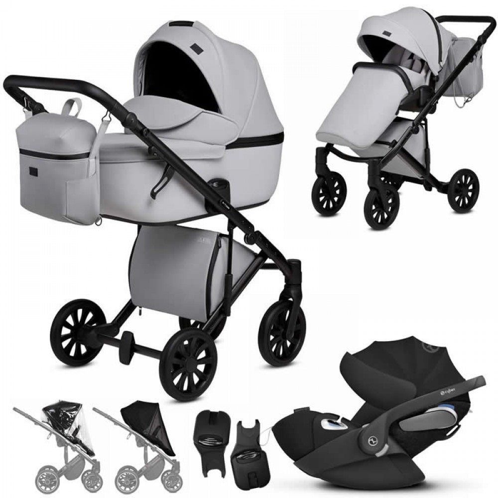 Anex E-Type 3 in 1 Travel System & Cybex Cloud Z Car Seat- Marble – CrN-03-CLDZ Sun Protector – Grey – Deep Black – Cybex Base Z – For Your Baby