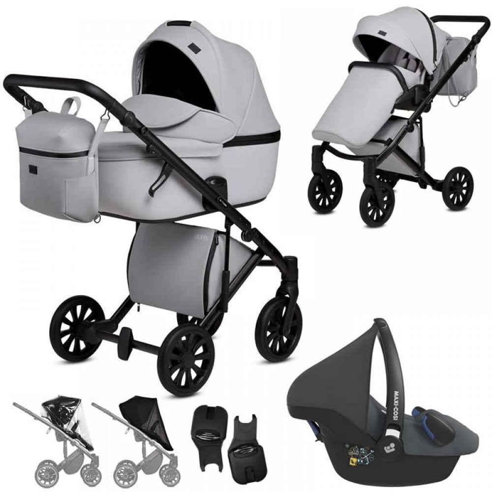 Anex E-Type 3 in 1 Travel System & Maxi Cosi Car Seat- Marble – CrN-03-MC Cup Holder – Cabriofix in Black – Maxi Cosi FamilyFix 360 Base (to go with