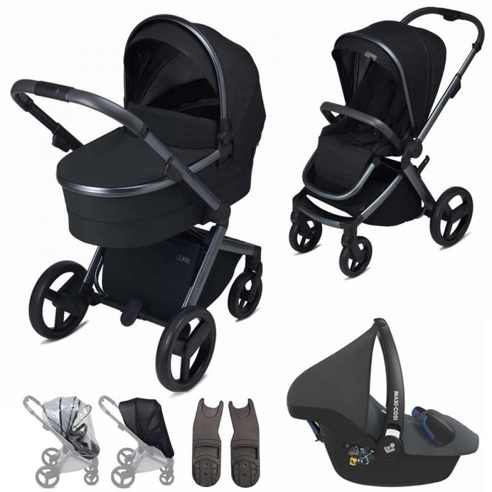 Anex L-Type 3 in 1 Travel System & Maxi Cosi Car Seat- Onyx – lt-13t-MC Backpack Changing Bag – Pebble 360 in Essential Graphite – Maxi Cosi EasyFix