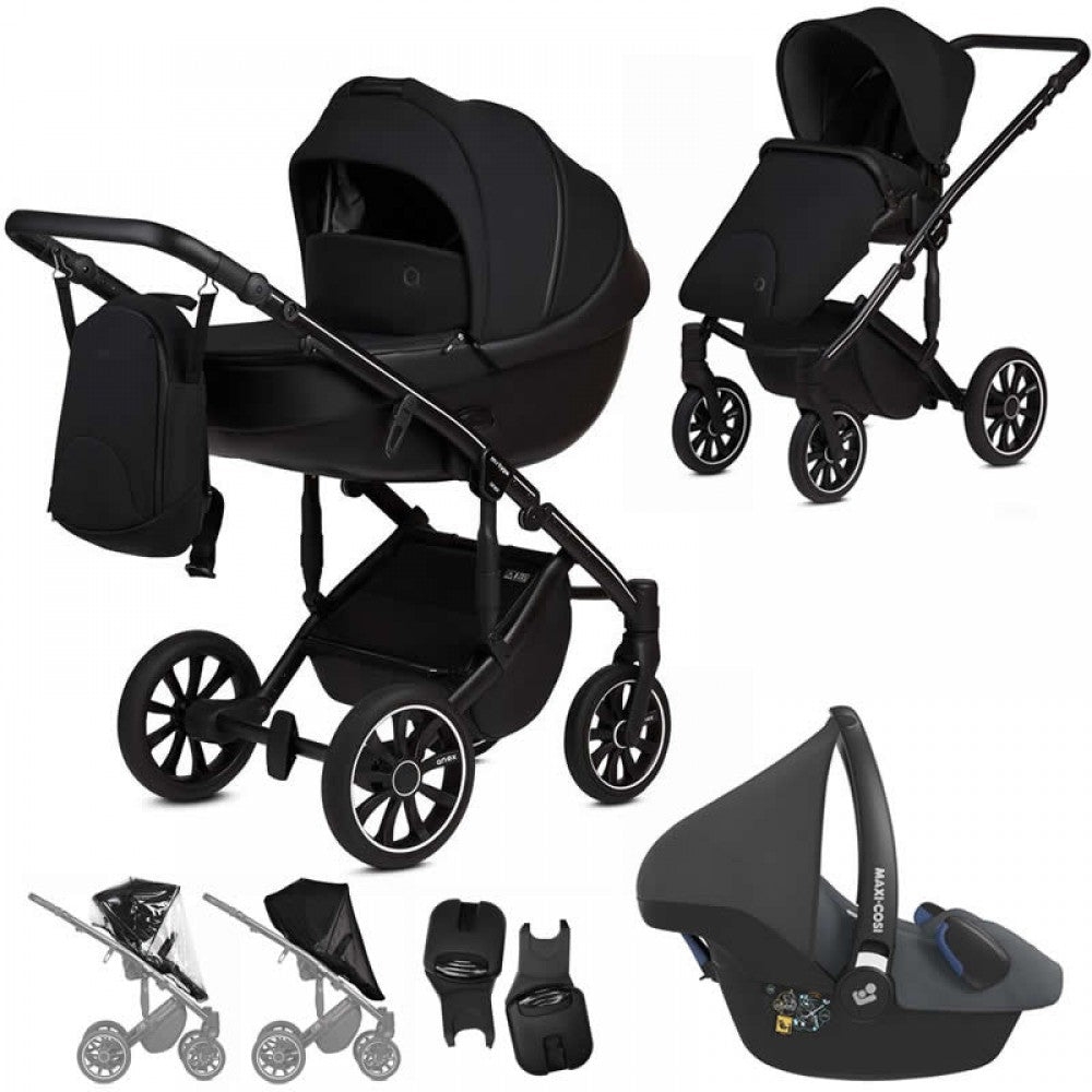 Anex M-Type 3 in 1 Travel System & Maxi Cosi Car Seat- Ink – Sp13–Q-MC None – Pebble 360 in Essential Black – None – For Your Baby