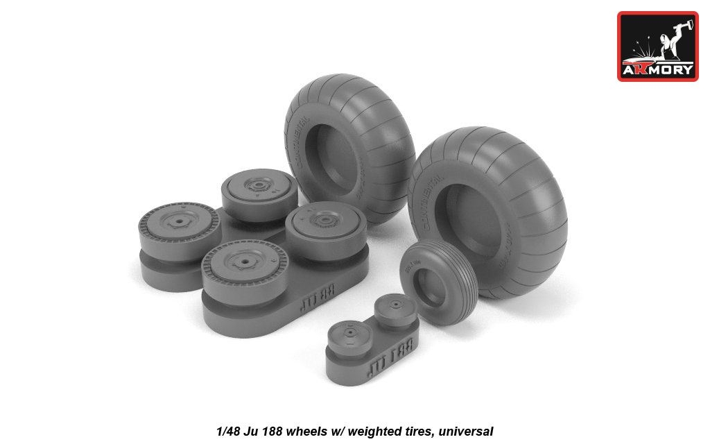 Armory 1/48 Junkers /Ju-188A-1/Ju-188E-1 Wheels with Weighted Tyres – # 48203 – Model Hobbies