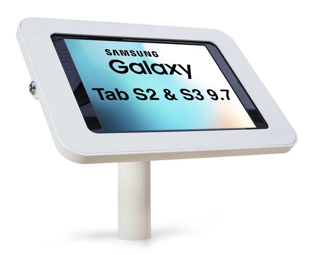 armourdog® LocPad anti-theft tablet kiosk for the Samsung Galaxy Tab S2 & S3 9.7 – Camera and home button exposed – 45° mount wall / desk mount