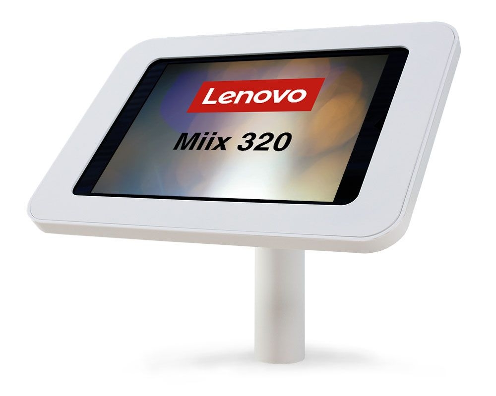 armourdog® LocPad anti-theft tablet kiosk for the Lenovo Miix 320 – Camera exposed – 45° mount wall / desk mount