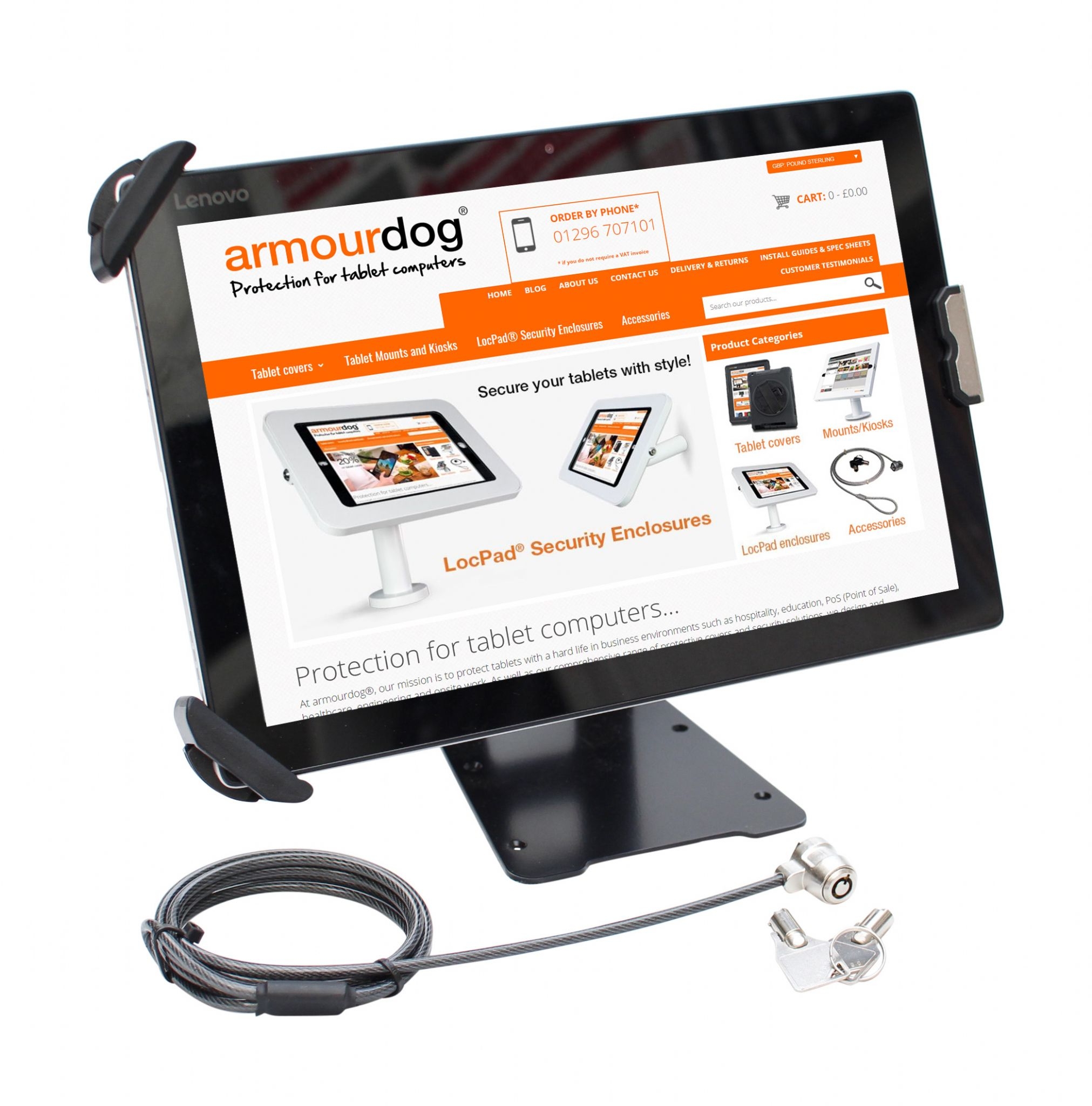 armourdog® secure flexible security mount / stand for 7.9″ to 13″ tablets in black