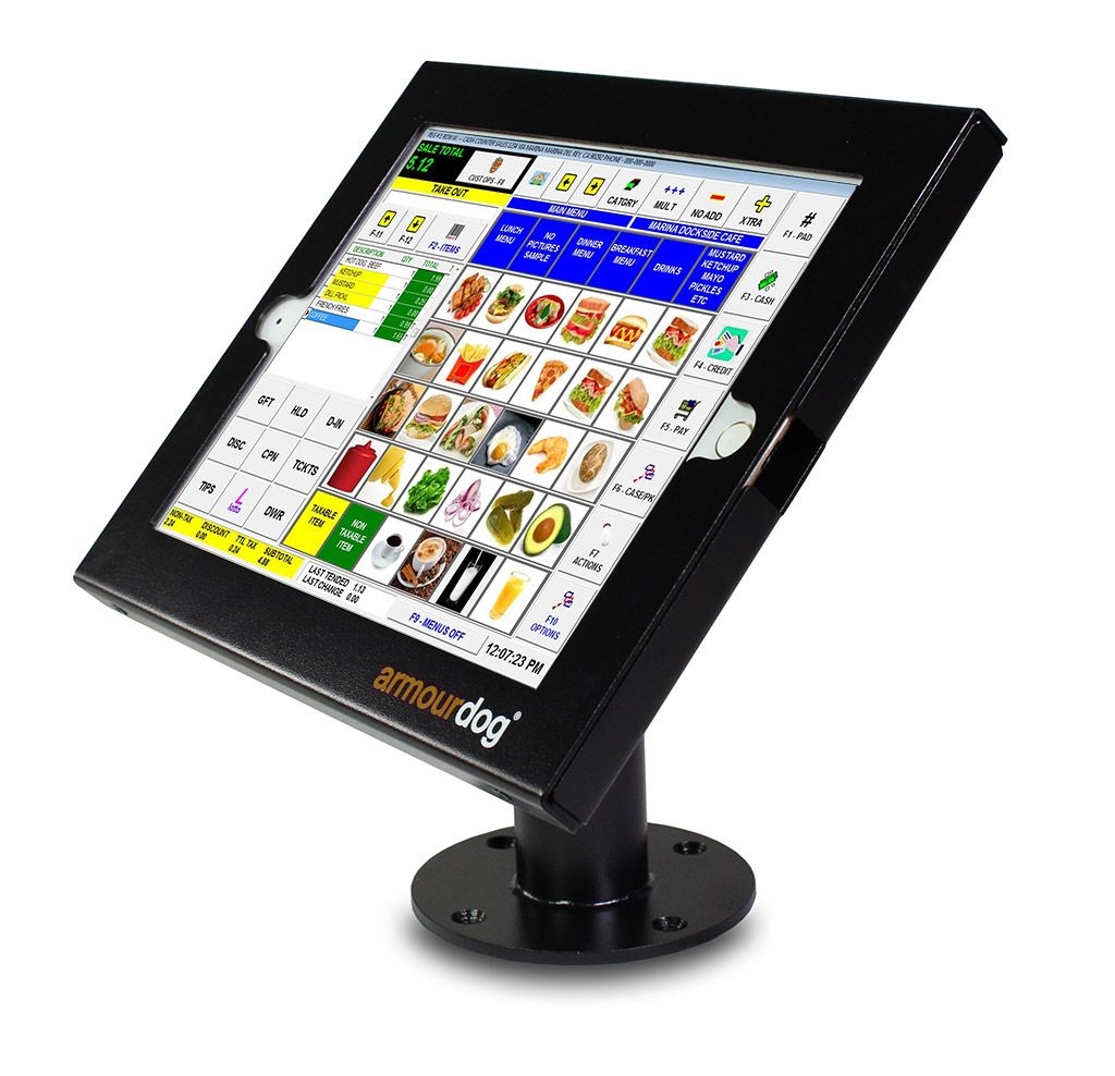 armourdog® secure tablet POS kiosk with rotating base for iPad Air 1/2, Pro 9.7, and 2017 iPad black