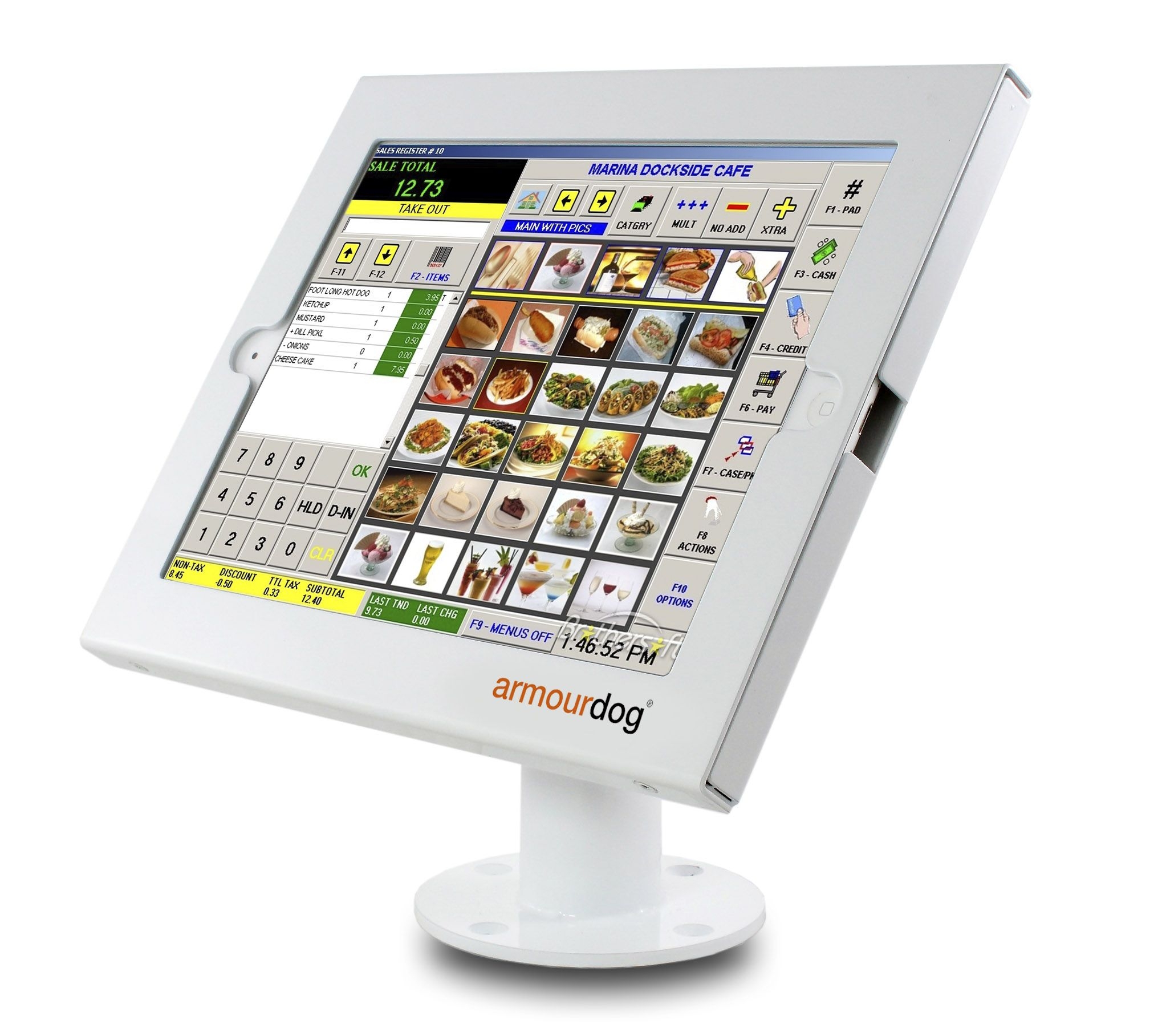 armourdog® secure tablet POS kiosk with swivel mount for iPad 10.2 in white
