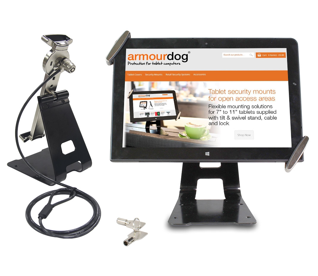 armourdog® secure tilt and swivel security mount / stand for 7″ to 10″ tablets
