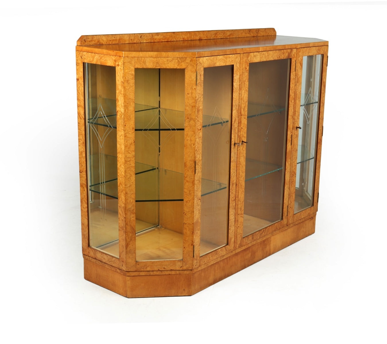 Art Deco Display cabinet in Burr Maple – The Furniture Rooms