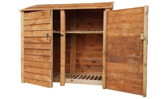 Wooden Log Store 4Ft or 6Ft| Arbor Garden Solutions | Timber | Finished Wood | Available In Brown Or Green | Door & Hieght Options1.9m³ / 2.7m³ capacity