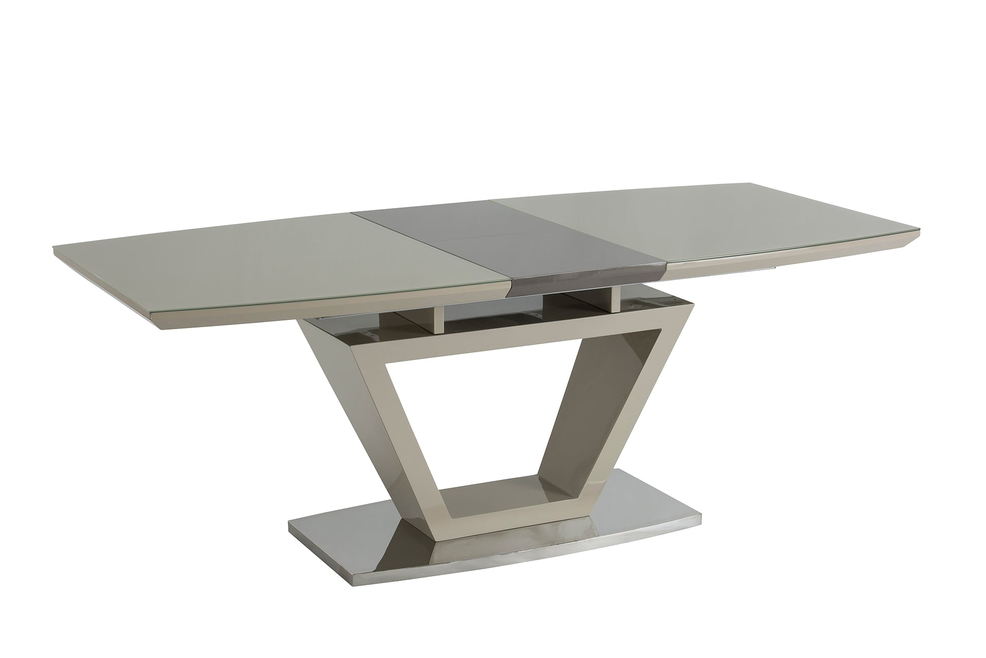Ashfield Glass With Taupe Inset & Glass Base 1.6m – 2.0m Ext Dining Table – Lc Living