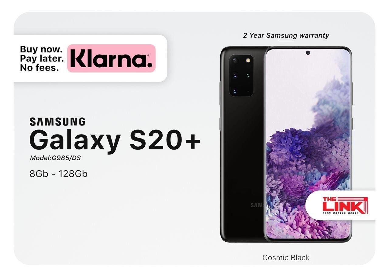 Brand New Samsung Galaxy S20+, Unlocked, 128GB, 24 Months Samsung Warranty – Cosmic Black
