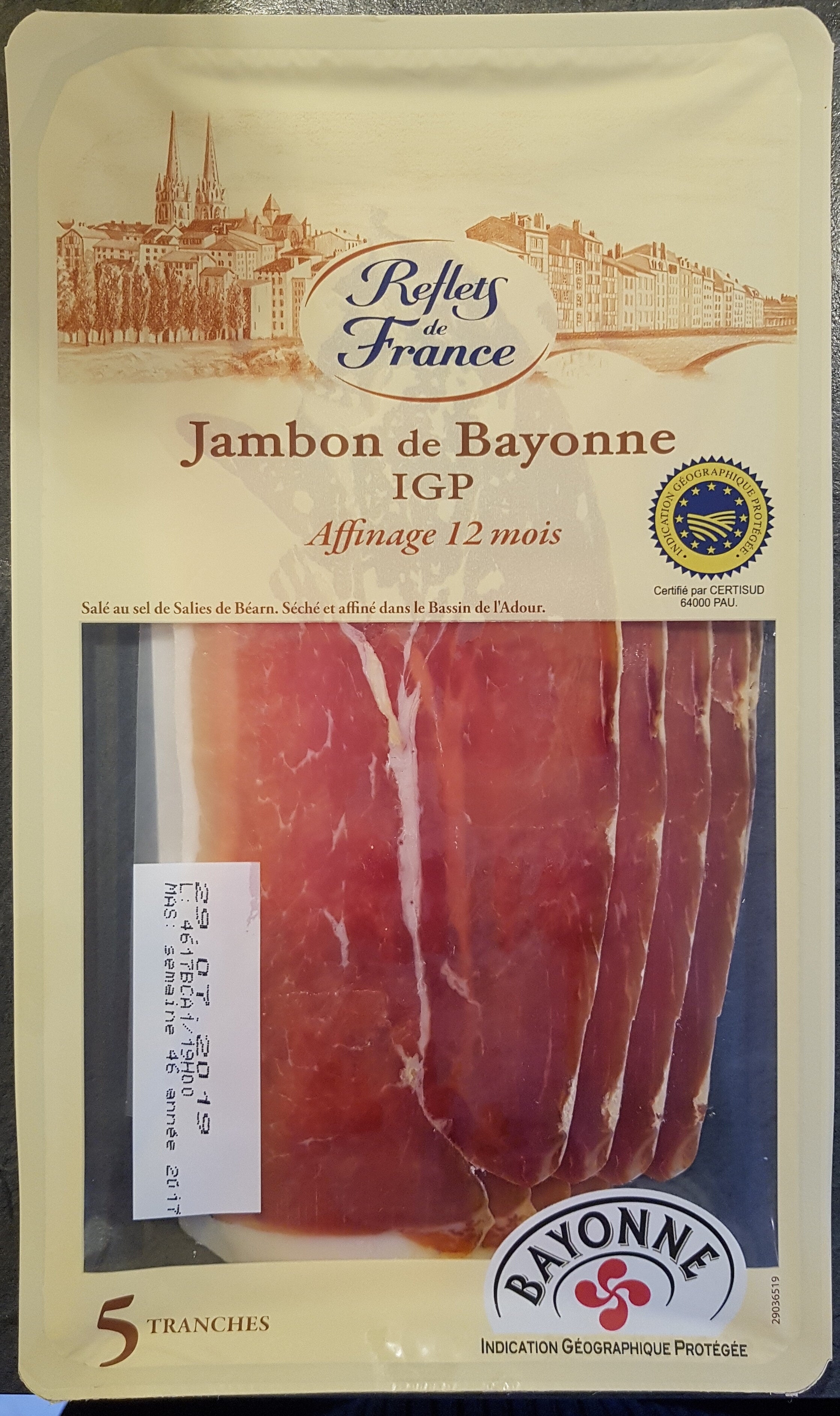 BAYONNE HAMReflets de France – Bayonne’s dry cured ham x 5 slices,100g – Chanteroy – Le Vacherin Deli