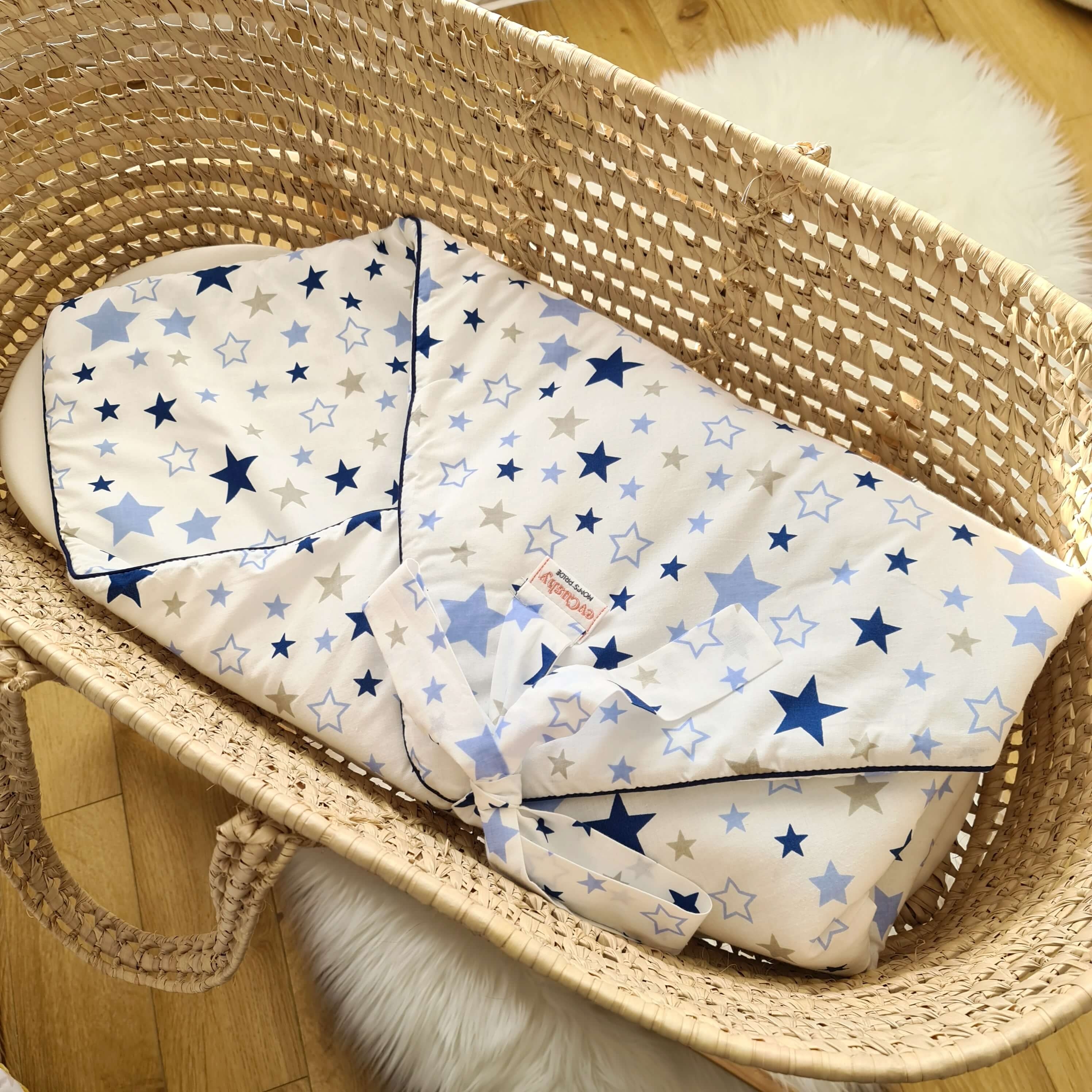 Warm & Comfortable Baby Swaddling Blanket 3In1 Play Mat – Duvet Midnight Sky Stars – 75/75 Cm – evCushy – evCushy