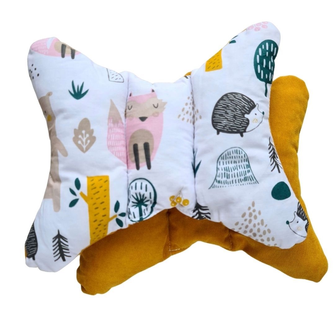 Baby Head Support Pillow – Magical Forest Friends – Mustard – evCushy