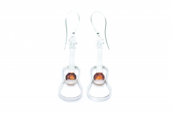 Amber & Silver Guitar Earrings