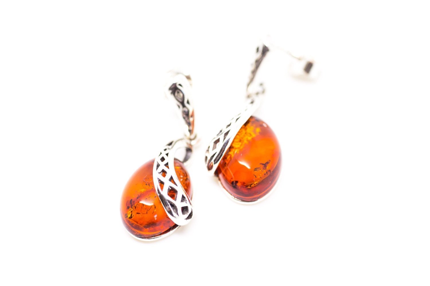 Celtic Pattern Amber Earrings – Amber