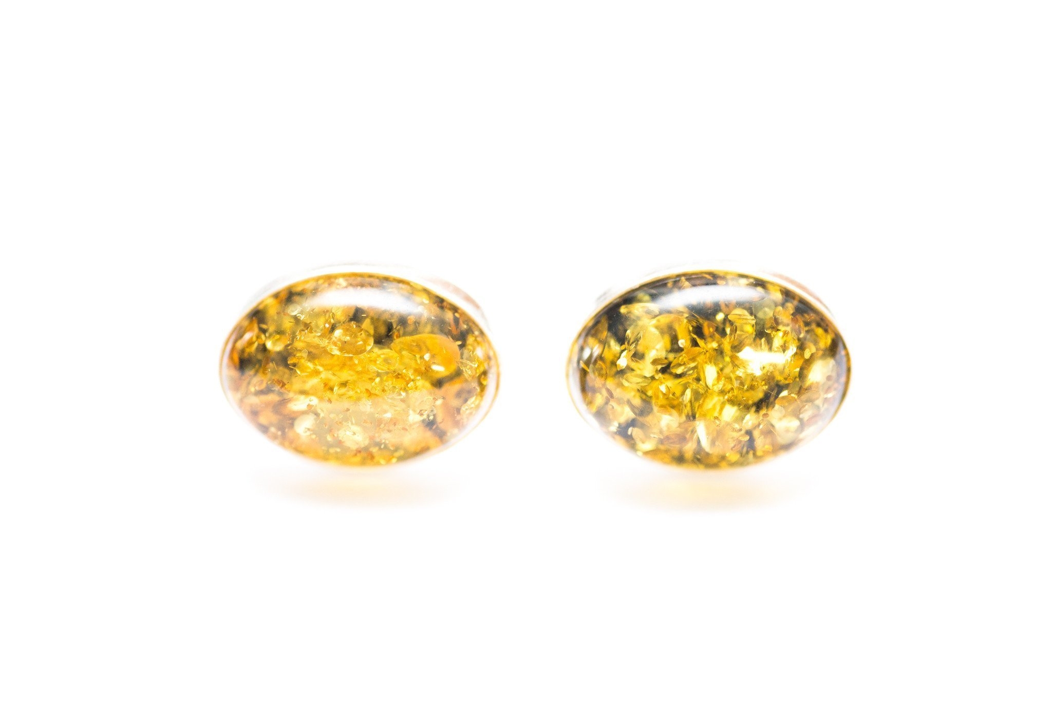 Green Amber Oval Cufflinks