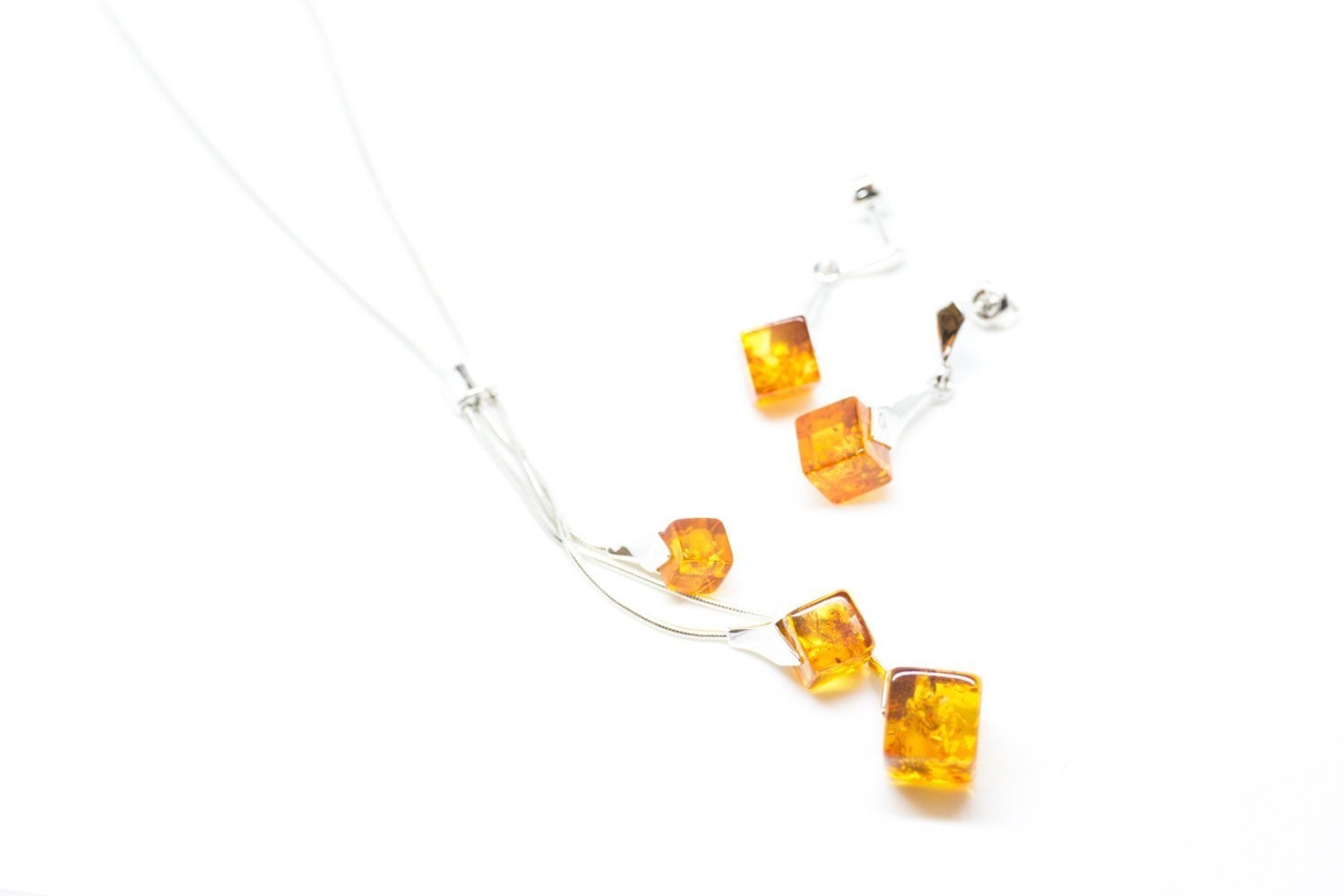 Modern Cube Amber Jewellery Set – Amber