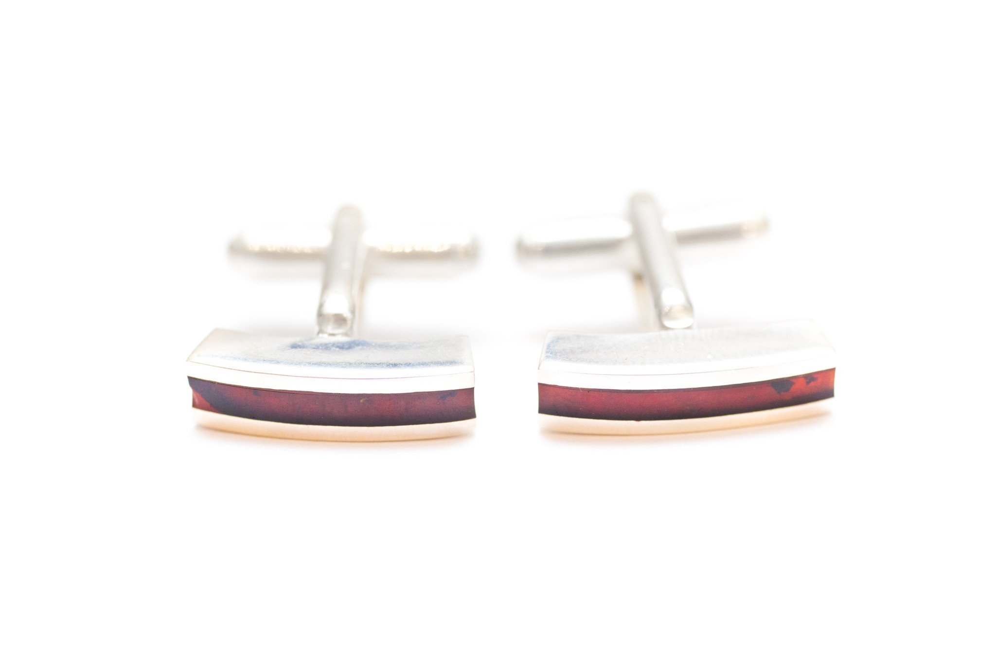 Slim Amber Stripe Cufflinks – Cherry Red
