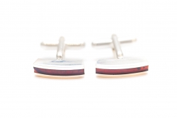 Slim Amber Stripe Cufflinks – Cherry Red