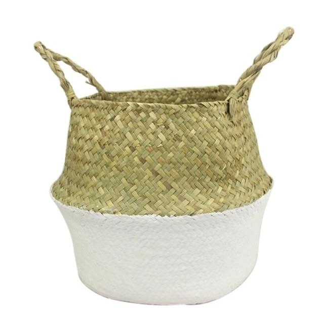 Handmade Seagrass Belly Basket – Storage & Organisation – White – Medium – Sea Grass – The Trouvailles