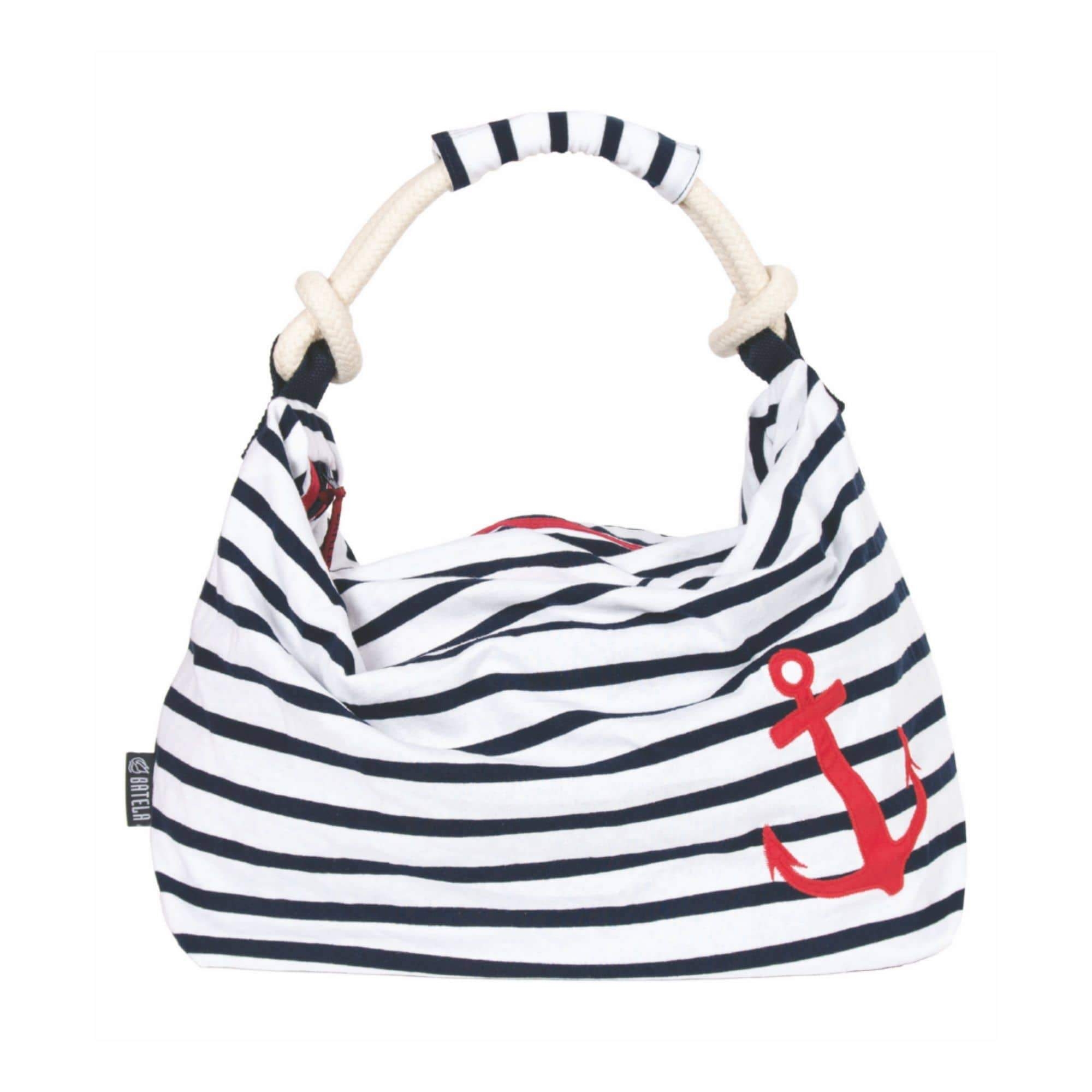 Ultra Soft Cotton Handbag – White/Navy