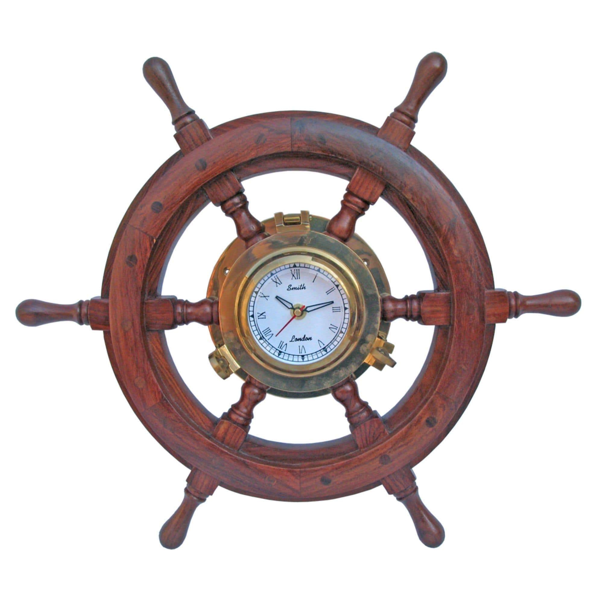 Ships Wheel With Clock