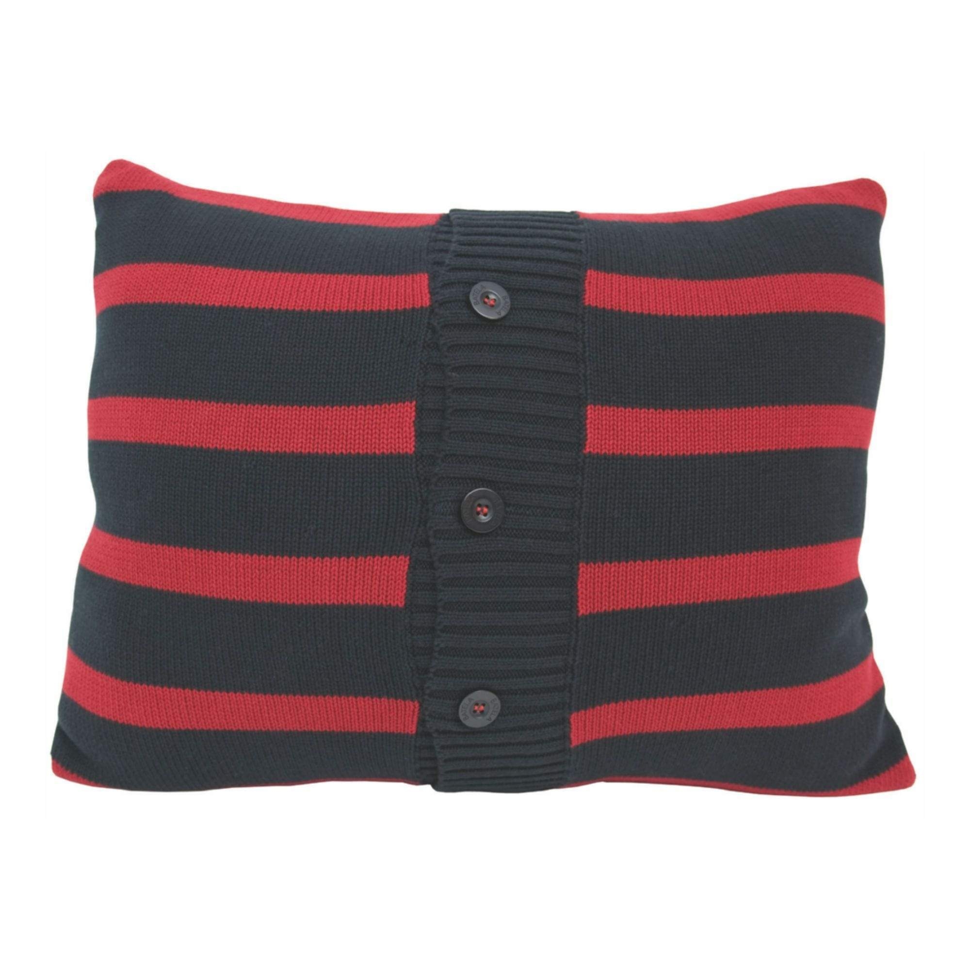 Navy & Red Striped Cushion