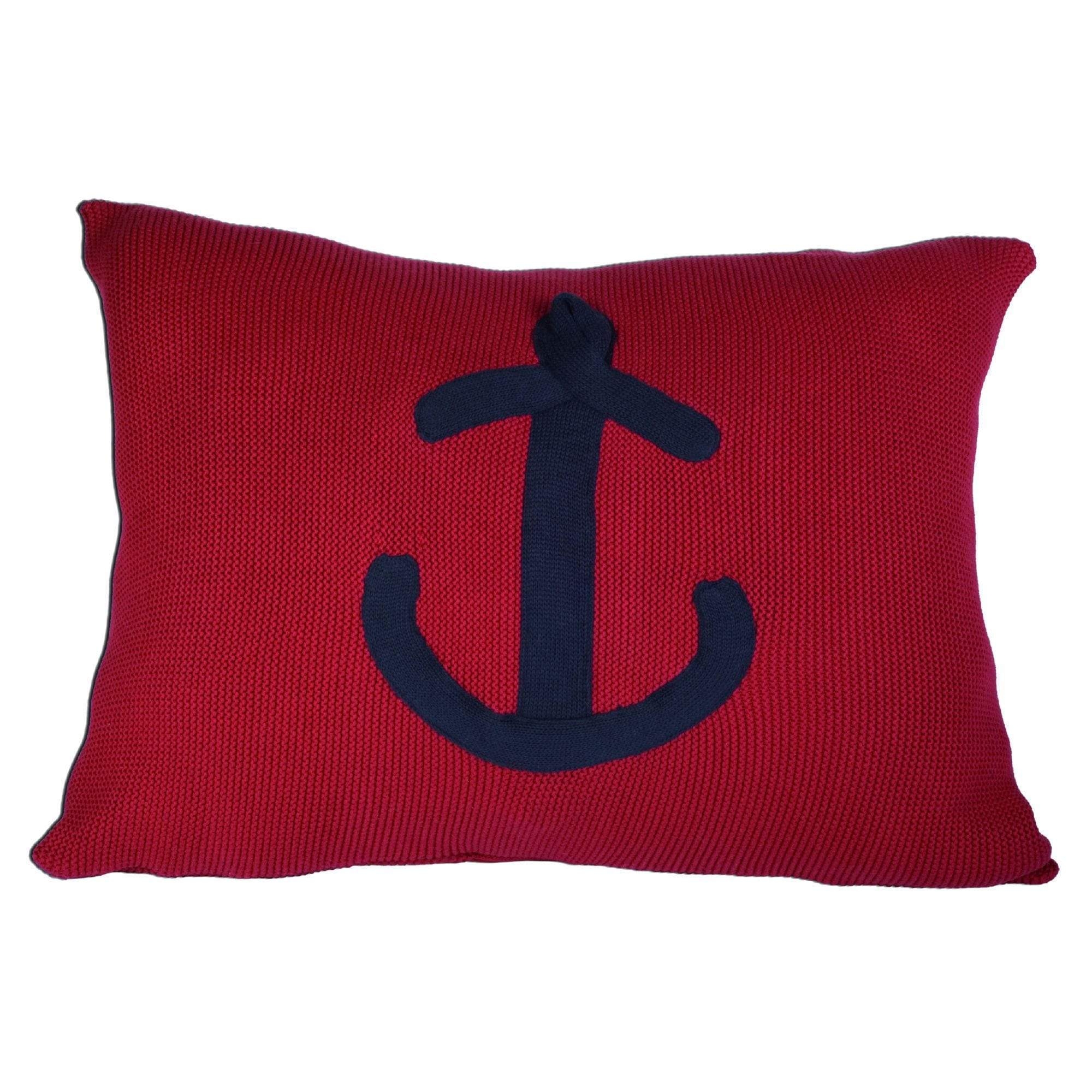 Red with Navy Anchor Cushion