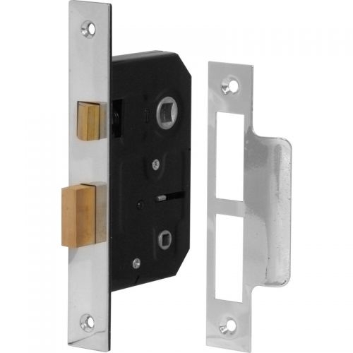 Chrome 2 /12″ 2.5″ 64mm 3 LEVER MORTICE SASH LOCK – DOOR LOCK – 2 KEYS & SCREWS INCLUDED – My Door Handles