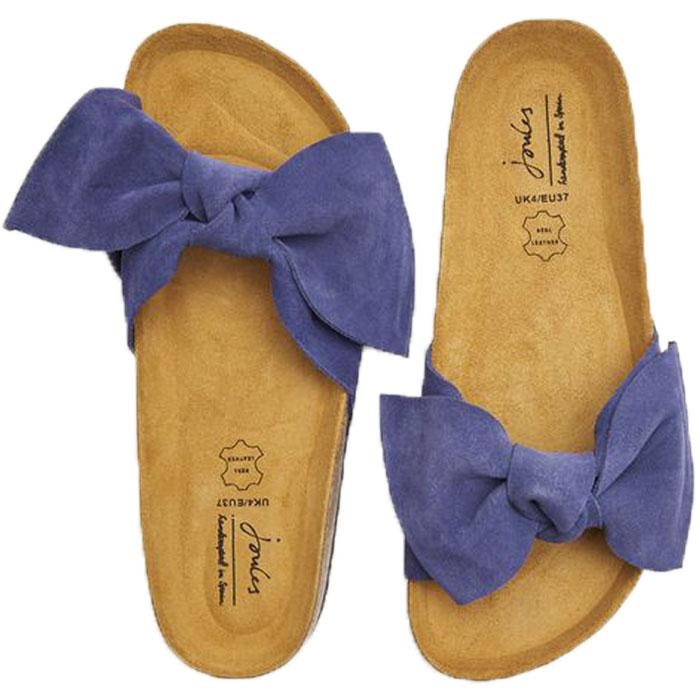 Joules Bayside Suede Bow Sliders In French Navy – 4