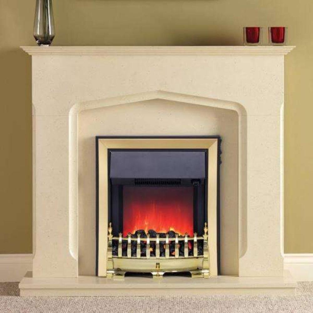 Be Modern Bramwell Electric Fireplace in Marfil marble effect – Brass