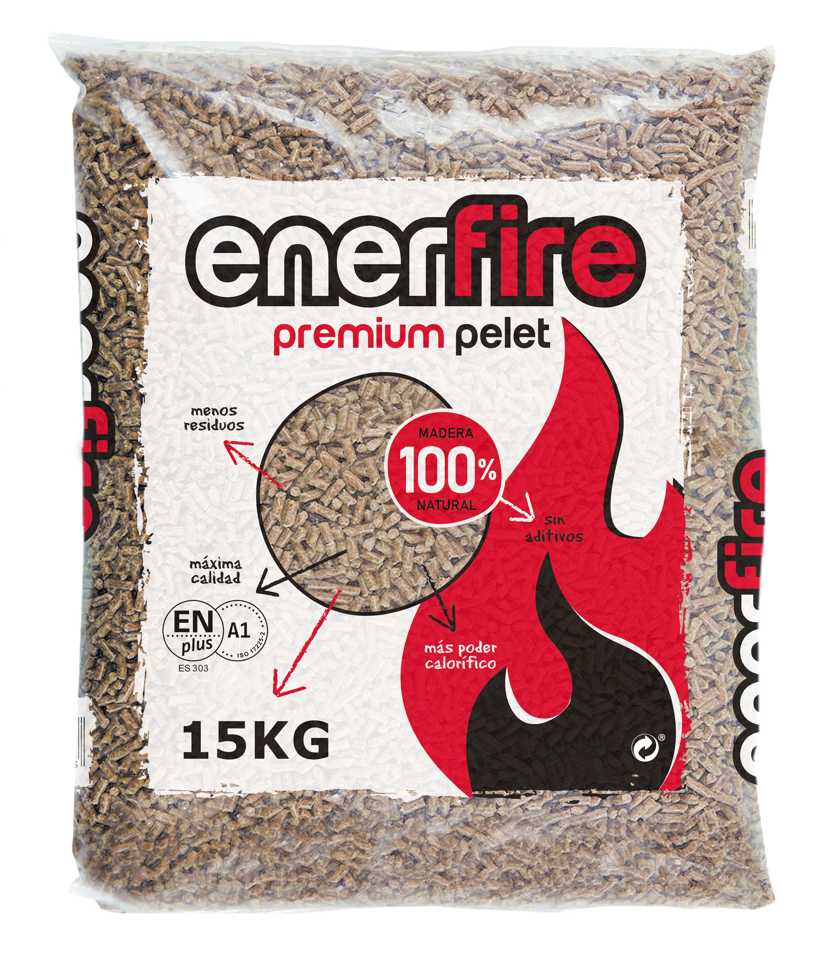 Enerfire Wood Pellets ENplus A1 BSL (975kg) – 65x 15kg Bags – Average Humidity Of 4.9% – Pellet Kings