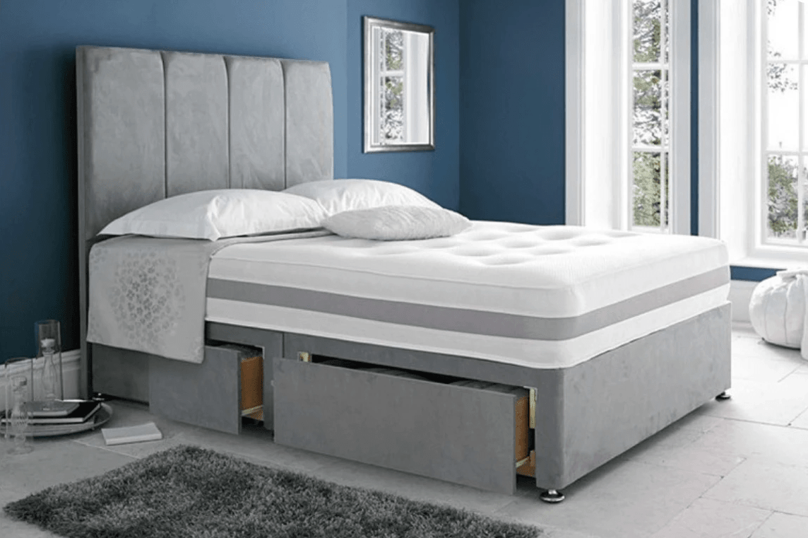 Royal Grey Suede Divan Set – BedsDivans