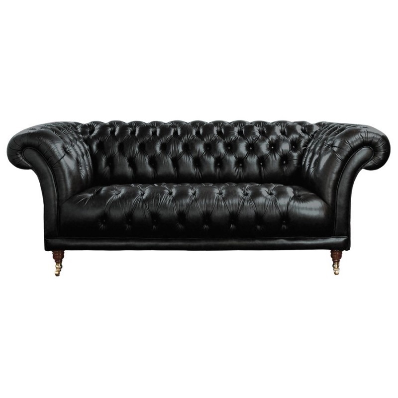 Fowey Chesterfield Sofa in Black Leather