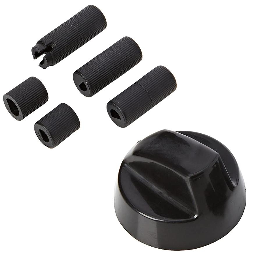 Universal Cooker Oven Hob Black Control Knob With 5 Adapters – Oven Spares – Spare And Square